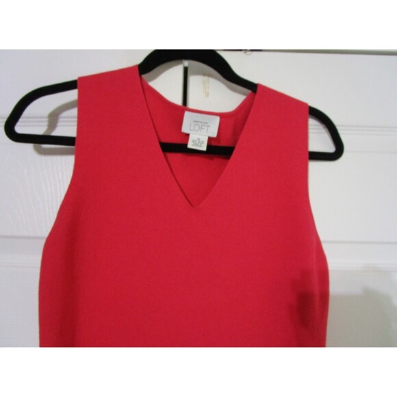 Ann Taylor Loft Womens Knit Top Size M Red Sleeveless V-Neck - Picture 2 of 9